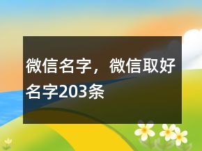微信名字，微信取好名字203條