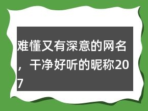 難懂又有深意的網(wǎng)名，干凈好聽的昵稱207條