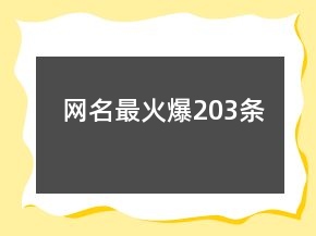 網(wǎng)名最火爆203條