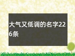 大氣又低調的名字226條