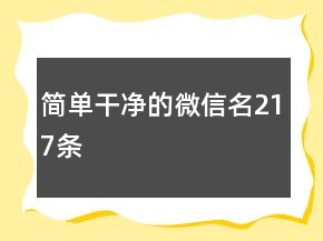 簡(jiǎn)單干凈的微信名217條
