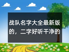 戰(zhàn)隊(duì)名字大全最新版的，二字好聽(tīng)干凈的戰(zhàn)隊(duì)名200條
