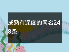 成熟有深度的網(wǎng)名248條