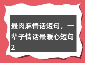 最肉麻情話短句，一輩子情話最暖心短句211條
