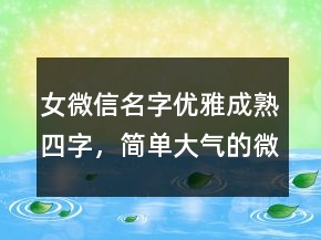 女微信名字優(yōu)雅成熟四字，簡單大氣的微信昵稱238條
