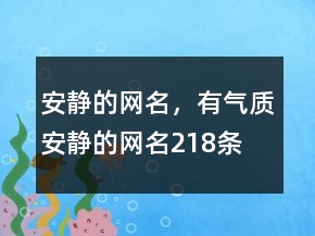 安靜的網(wǎng)名，有氣質(zhì)安靜的網(wǎng)名218條