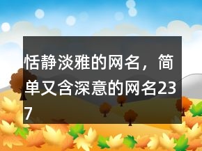 恬靜淡雅的網(wǎng)名，簡單又含深意的網(wǎng)名237條