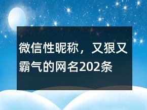 微信性昵稱，又狠又霸氣的網名202條