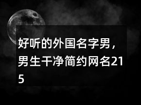 好聽的外國名字男，男生干凈簡約網(wǎng)名215條