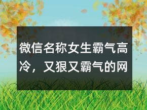 微信名稱女生霸氣高冷，又狠又霸氣的網(wǎng)名239條