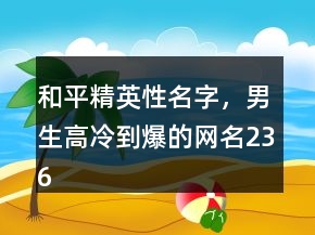 和平精英性名字，男生高冷到爆的網(wǎng)名236條