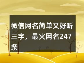 微信網(wǎng)名簡(jiǎn)單又好聽(tīng)三字，最火網(wǎng)名247條