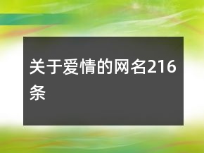 關(guān)于愛情的網(wǎng)名216條