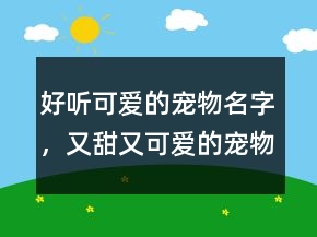 好聽可愛的寵物名字，又甜又可愛的寵物名字232條