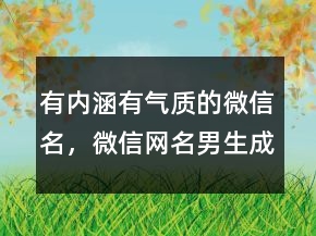 有內(nèi)涵有氣質(zhì)的微信名，微信網(wǎng)名男生成熟穩(wěn)重248條