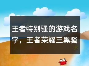 王者特別騷的游戲名字，王者榮耀三黑騷氣名字230條