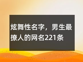 炫舞性名字，男生最撩人的網(wǎng)名221條