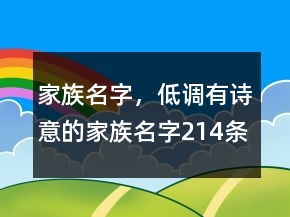 家族名字，低調(diào)有詩意的家族名字214條