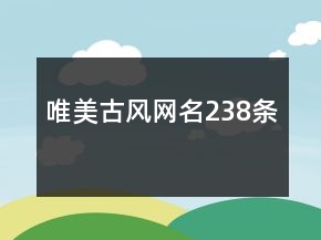 唯美古風網(wǎng)名238條