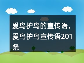 愛鳥護(hù)鳥的宣傳語(yǔ)，愛鳥護(hù)鳥宣傳語(yǔ)201條