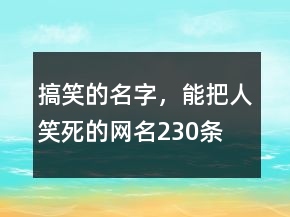 搞笑的名字，能把人笑死的網(wǎng)名230條