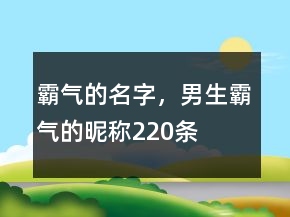 霸氣的名字，男生霸氣的昵稱220條
