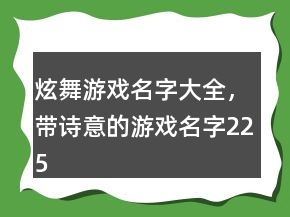 炫舞游戲名字大全，帶詩意的游戲名字225條
