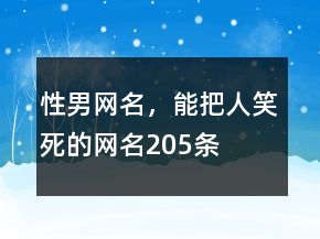 性男網(wǎng)名，能把人笑死的網(wǎng)名205條