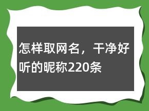 怎樣取網(wǎng)名，干凈好聽的昵稱220條