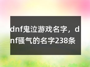 dnf鬼泣游戲名字，dnf騷氣的名字238條