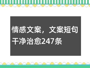 情感文案，文案短句干凈治愈247條