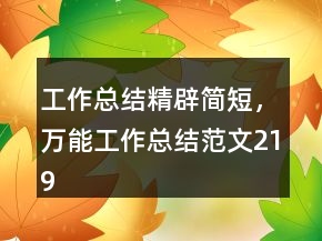 工作總結(jié)精辟簡(jiǎn)短，萬(wàn)能工作總結(jié)范文219條