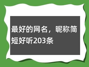最好的網(wǎng)名，昵稱簡(jiǎn)短好聽(tīng)203條