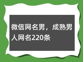 微信網(wǎng)名男，成熟男人網(wǎng)名220條