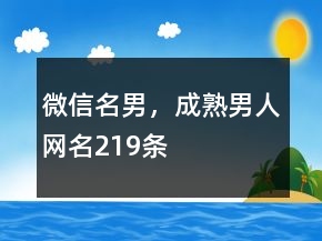 微信名男，成熟男人網(wǎng)名219條