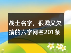 戰(zhàn)士名字，很賤又欠揍的六字網(wǎng)名201條