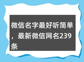 微信名字最好聽(tīng)簡(jiǎn)單，最新微信網(wǎng)名239條