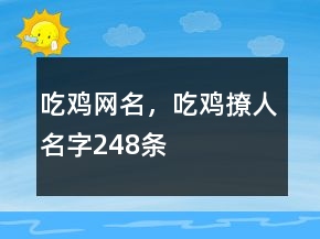 吃雞網(wǎng)名，吃雞撩人名字248條