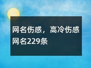 網(wǎng)名傷感，高冷傷感網(wǎng)名229條