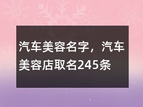 汽車(chē)美容名字，汽車(chē)美容店取名245條