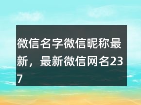 微信名字微信昵稱最新，最新微信網(wǎng)名237條