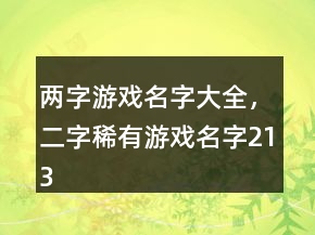 兩字游戲名字大全，二字稀有游戲名字213條