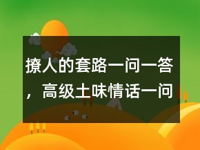 撩人的套路一問一答，高級土味情話一問一答224條