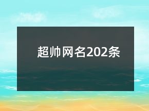 超帥網(wǎng)名202條