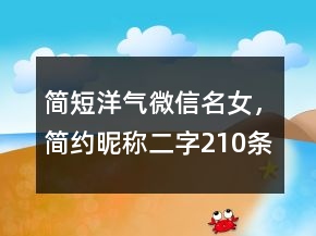 簡短洋氣微信名女，簡約昵稱二字210條