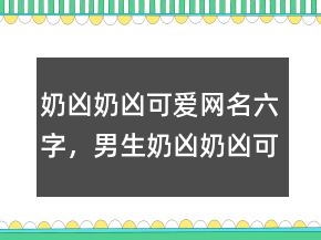 奶兇奶兇可愛(ài)網(wǎng)名六字，男生奶兇奶兇可愛(ài)網(wǎng)名208條