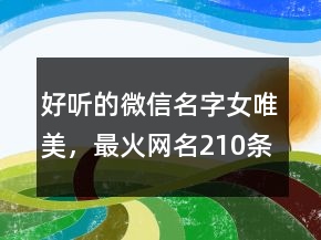 好聽的微信名字女唯美，最火網(wǎng)名210條