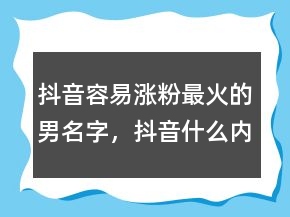 抖音容易漲粉最火的男名字，抖音什么內(nèi)容容易漲粉206條