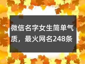 微信名字女生簡單氣質(zhì)，最火網(wǎng)名248條