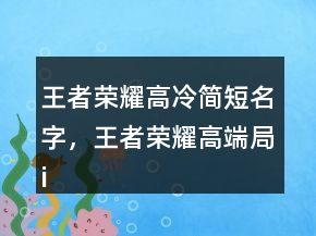 王者榮耀高冷簡短名字，王者榮耀高端局id249條